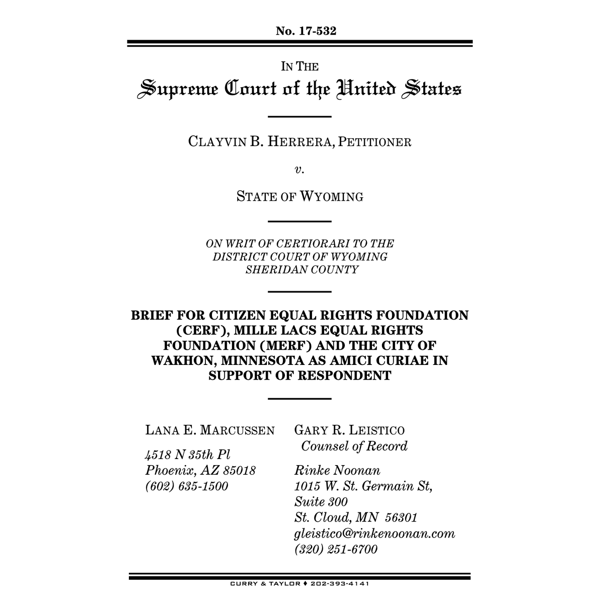 Amicus Brief State Water Rights - MERF's Involvment