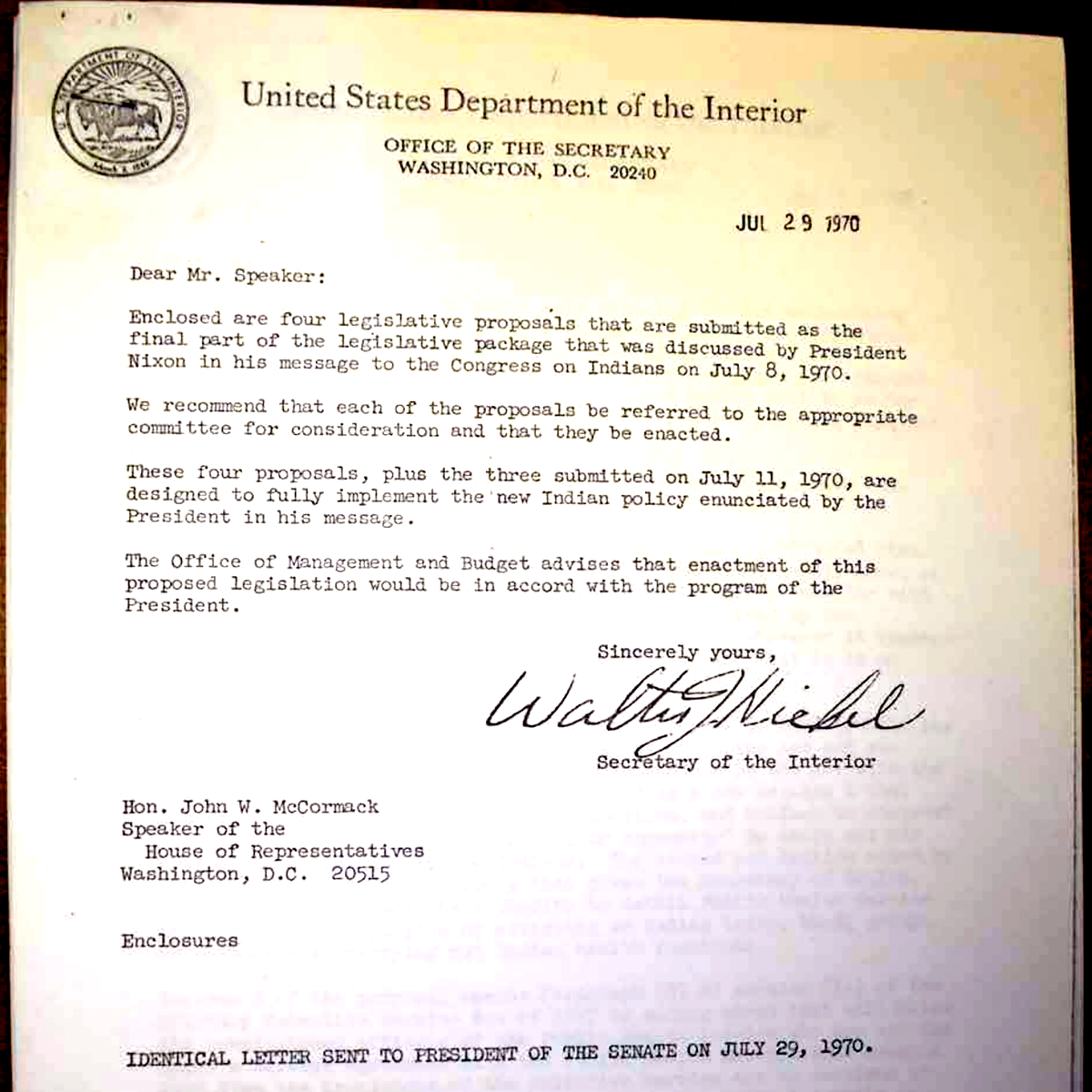 FIRST SET OF BILLS PROPOSED BY NIXON